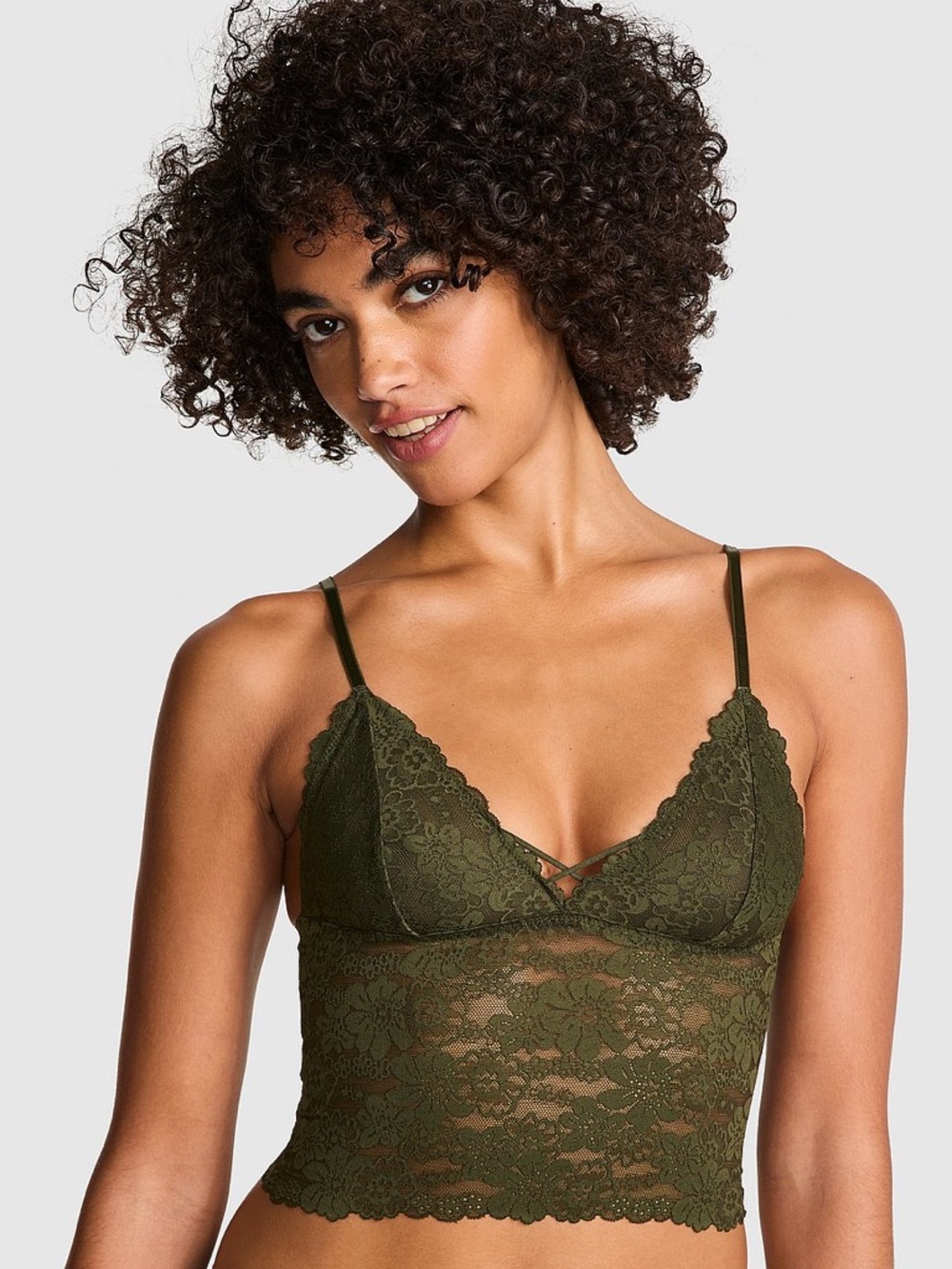 PINK WINK™ Lace Unlined Longline Bralette – Small